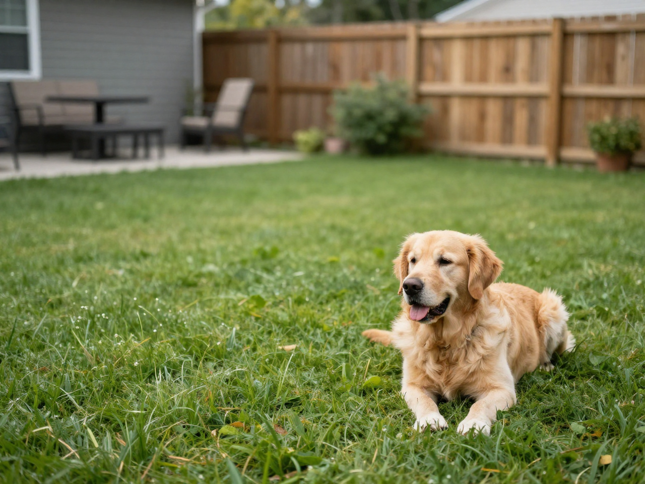 Clean suburban backyard grass
